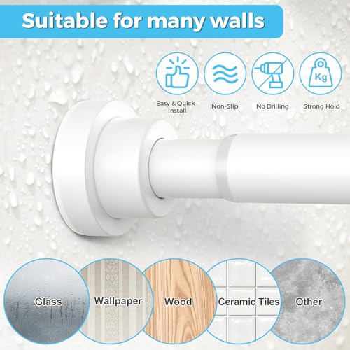 Image of Tension Curtain Rod 30 To 63 Inch White Tension Rods Adjustable Spring Loaded Curtain Rods 7 /8 inch Curtains Rods No Drilling Tension Rods For Windows Bedroom Closet Doorway Door (Pack of 2)