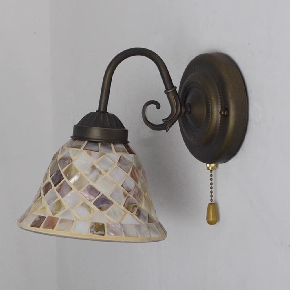 Tiffany Wandlampe mit Schalter Barocker Wandleuchte Innen Mediterraner Dekorative Wandleuchten Retro Metall Nachttischlampe Vintage Industrie für Wohnzimmer Schlafzimmer Treppenhaus