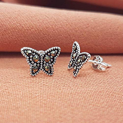 Brinco Borboleta Com Marcassitas Em Prata Pura 925-3129