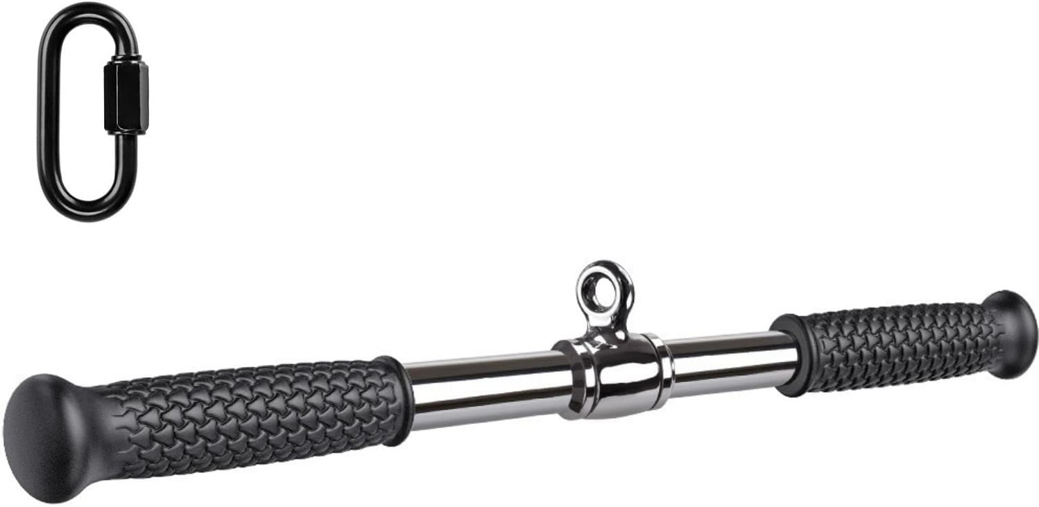 SELEWARE Rotating Straight Bar, Tricep Rope, Double D Row Handle, Rotating V Handle, Cable Machine Attachment with Non-Slip Soft Rubber Grip, Universal Attachment for Cable Machines