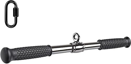 Miniatura 14 de SELEWARE Accesorios de máquinas de cable de barra recta giratoria para gimnasio, barra de tracción barra de presión con mango de goma Barra recta