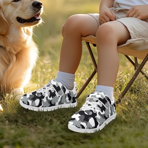 Kids Shoes, Boys Girls Sneakers Lightweight Athletic Walking/Running Tennis Shoes(Little Kid/Big Kid) Camouflage Pattern（White Sole）3