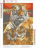 MXJSUA DIY Diamond Painting Kits for Adults Family of Tigers Diamond Art Paint with Round Diamonds Full Drill Gem Art Painting Kit for Home Wall Decor 30x40cm - Image 3