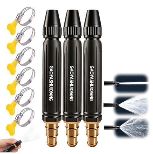 Home High-Pressure Car Wash Water Gun With Booster Nozzle, Multi Function Lawn & Garden Watering Sprayer For Plant Watering Lawn Car (3Pcs + 6 Clamps)