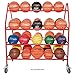 Champion Sports Four Tier Basketball Storage Rack Cart with Swivel Caster Wheels, 35 Ball Capacity (Red)