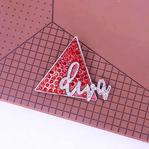 Image of Sparking Red Diamond Inlady DELTA Diva Pin Brooch Women Siterhood Group Gifts Soror Party Beautiful Gifts Jewelry