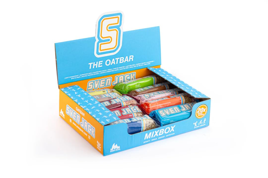 SvenJack Oat Bar All in One Mix Box 20 x 65g | Vegan Oatmeal Energy Bars | Variety Pack of Flapjack Snacks | Low Sugar, Lactose Free | Long-Chain Carbs for Sport, Gym & Outdoor