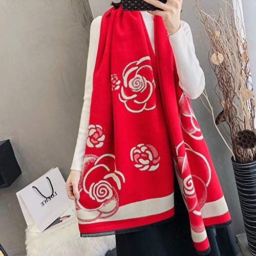 女性用カシミヤ スカーフ 冬 パシュミナ 暖かいショールとラップ レディ プリント 厚手 ブランケット ネック スカーフ ブファンダ 女性用冬ショール  ウールスカーフ PacSci 女性カシミアスカーフ冬のパシュミナウォームショールアンドラップレディプリントシックブランケットネックスカーフブファンダ（色：C）