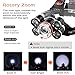 Headlamp Rechargeable LED Headlight 4 Modes, LED Waterproof Work Headlight, Brightest 10000 Lumens Flashlight, Recharged by USB/Plug in/Car Charger (All Include), for Camping, Running, Hiking, Fishing