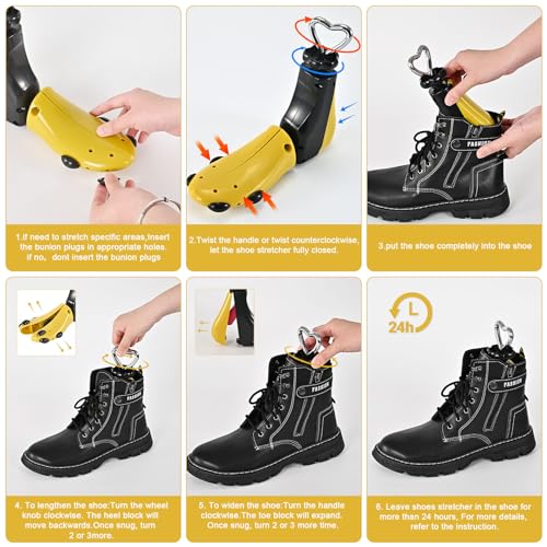 Eachway PACK OF 1 YELLOW Shoe Stretcher Women Men Professional Boot Stretcher Adjustable Width Length For Wide Feet L Wm'S 12-14;Men'S 10-14,Yellow Pack Of 1 thumb #2
