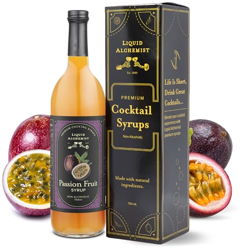 Image of Liquid Alchemist Passion Fruit Syrup for Cocktails - Real Ingredients Make our Passion Fruit Syrup for Drinks the Perfect Margarita Mix | Small Batch Non-GMO Vegan Drink Mixer | 25.4 Oz, Pack of 1