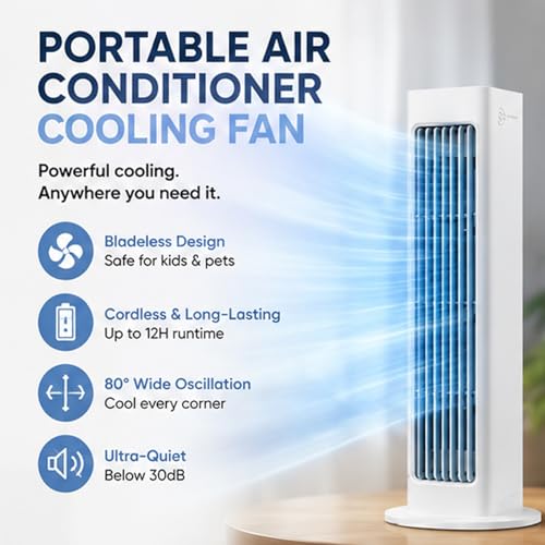 Climatiseur portable silencieux à télécommande et autonomie rechargeable