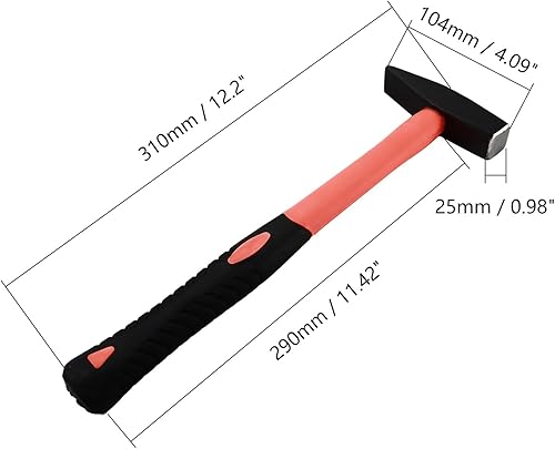 Miniatura 3 de Aicosineg Martillo de pein cruzado de 12 pulgadas, martillo de herrero de acero de alto carbono, cabeza oblicua cuadrada, martillo de reparación de