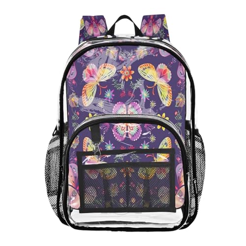 Cute Flower Pattern Clear Backpack - Stadium Approved Large 15.7-inch Waterproof Transparent Bag for Sports, Concerts, Work, Travel#225