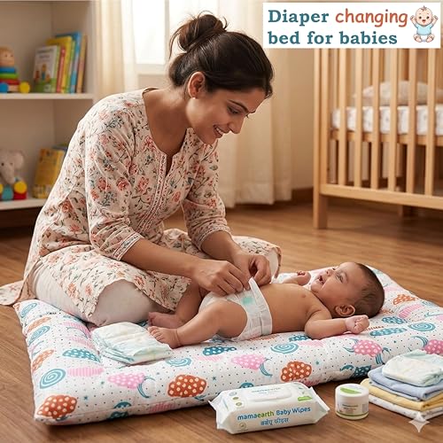 Image of Infantbond New Born Baby Cotton Baby Bed | Godari | Toddlers Bed | Baby Bedding |Baby Mattress | Cradle Bed | Multi-Color | Pack of 5 (0-8 Months)(SPRIAL)(Colour May Vary)