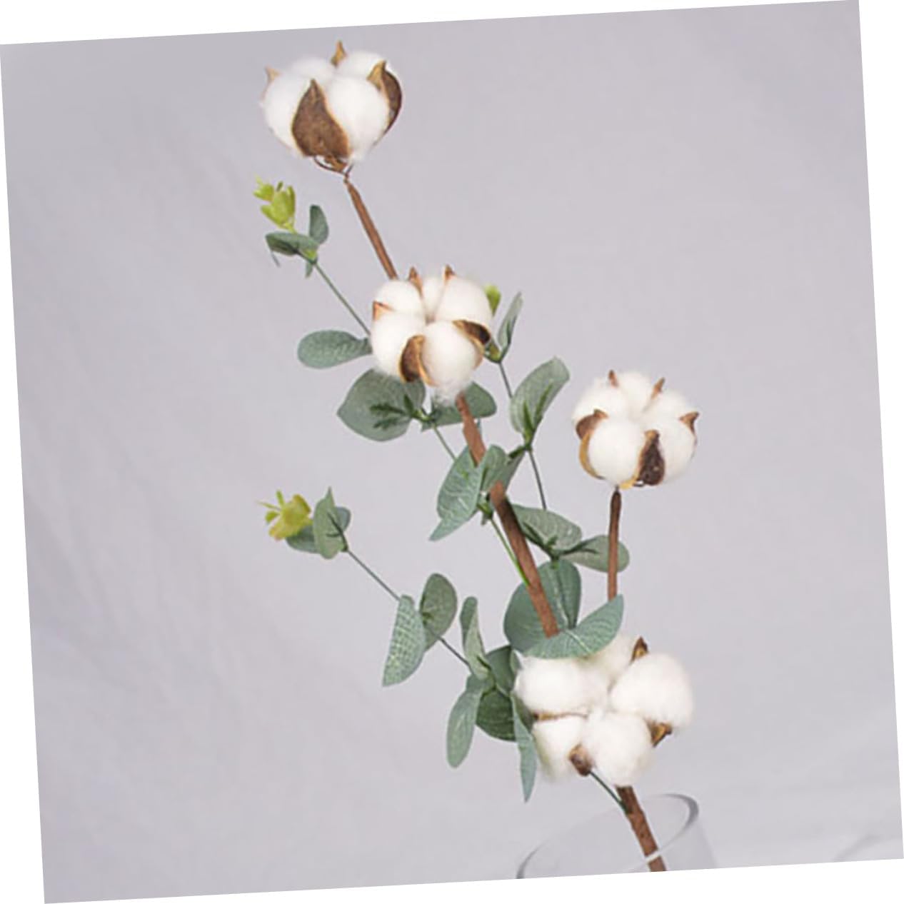 6pcs Artificial Eucalyptus Cotton Flower Bouquet for Home Decor Wedding Centerpiece Rustic Floral Arrangement Faux Greenery Prop for Photography and Events