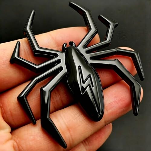 Image of 3D Spider Chrome Emblem Badge Sticker Decoration for Car, Truck, Motorcycle, RV, Scooter, SUV, Door, Window (Black Flash Spider)