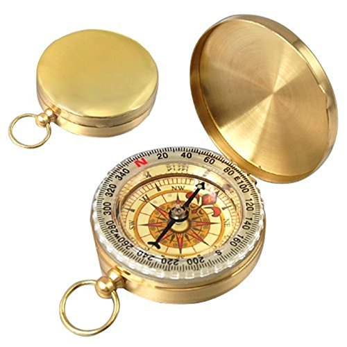 1 Pack Classic Metal Brass Pocket Watch Compass Keychain Survival Emergency Life Military