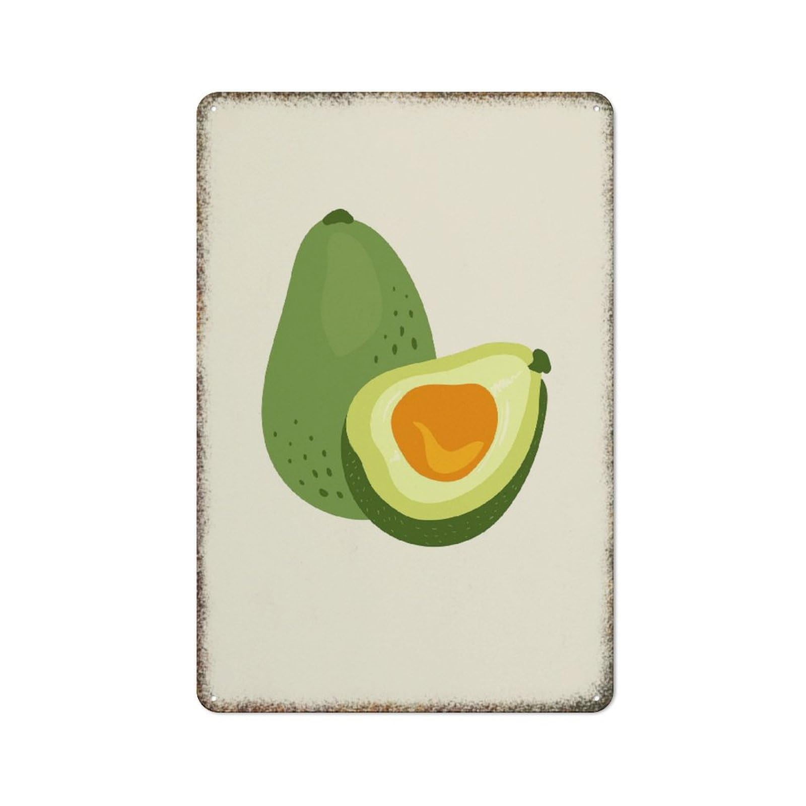 Avocado Tropical Fruit Retro Metal Wall Art Trendy Decor Sign for Farmhouse Warehouse Home Kitchen Dining Room 8x12 Inch