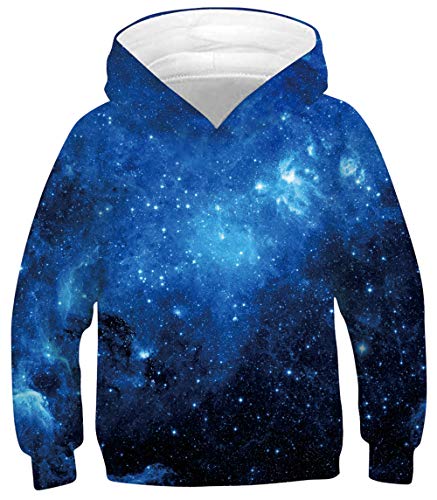 Unicomidea Boys Girls Novelty Hoodie 3D Funny Starry Sky Graphic Hoody Sweatshirt Pullover Tops With Pocket 14-16Years #TOP12