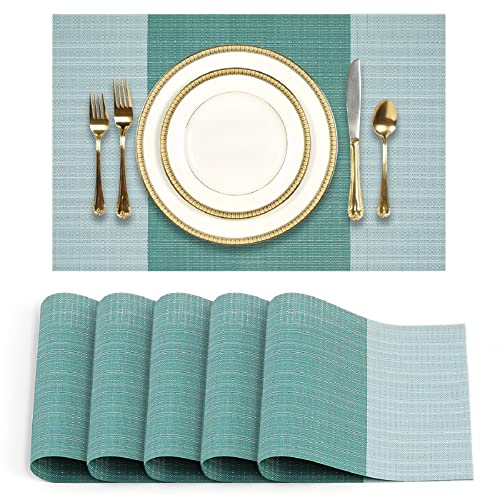 Manteles Individuales Tejidos de PVC Lavables, Juego de 6 manteles Individuales Resistentes al Calor, Antideslizantes, para Cocina, hogar, Restaurante, Mesa de Comedor Cover