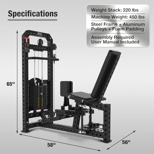 Image of Commercial-Grade Strength Exercise Equipment with 220lb Weight Stack, 3 inchx3 inch 12-Gauge Steel Tubing for Home & Gym, Multi-Function Trainer Machine for Strength Training & Body Building