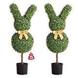VEVOR Artificial Topiary Bunny-Shape Boxwood Ball, 2 Set 36 inch Faux Boxwood Plant Balls, Fake Silk Tree Look Real, Easy Assembly for Decor Front Porch Outdoor Patio Garden Balcony Backyard Indoor