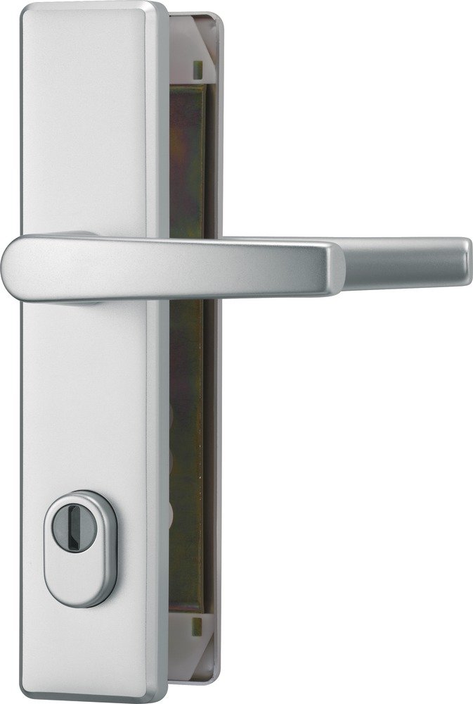 Abus 207365 HLZS814 F1 Ferrure de porte en aluminium avec protection de cylindre avec poignée des 2 côtés