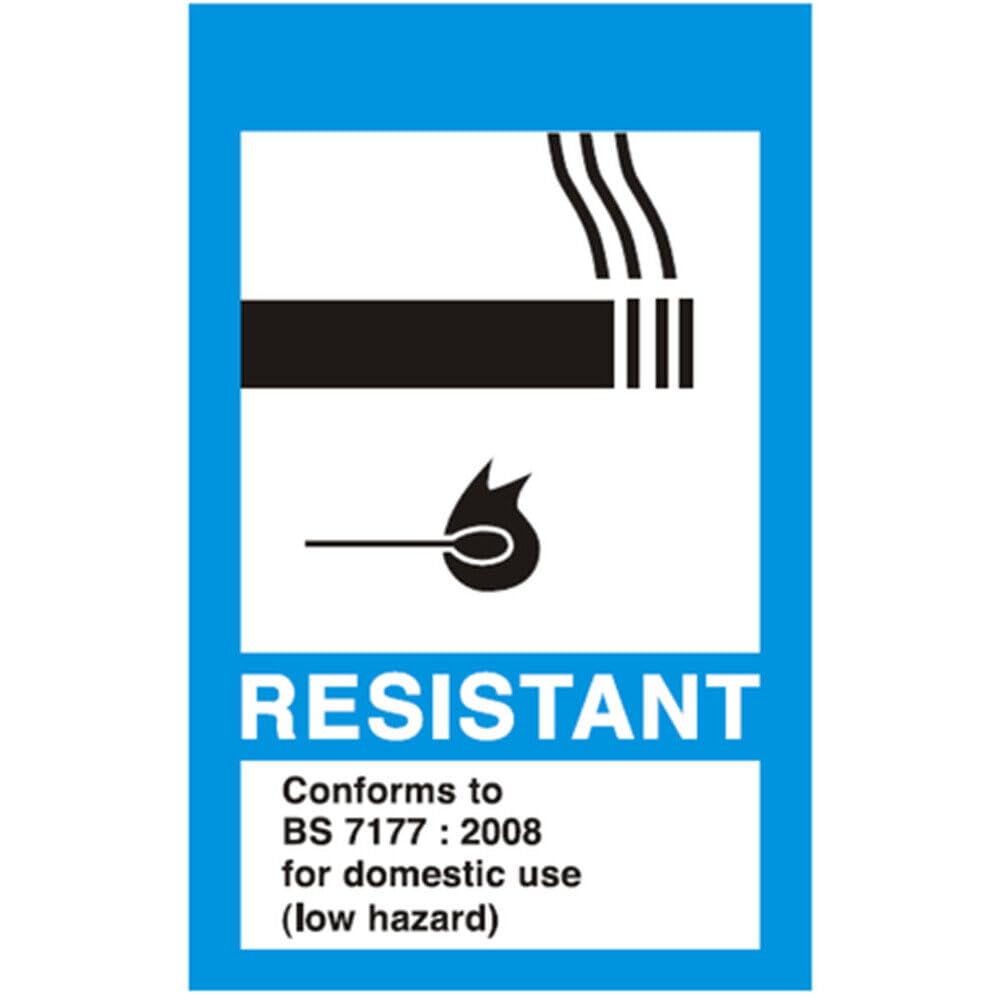 15 x Fire Resistant Blue Flame Retardant labels Safety Label Low Hazard BS7177:2008.