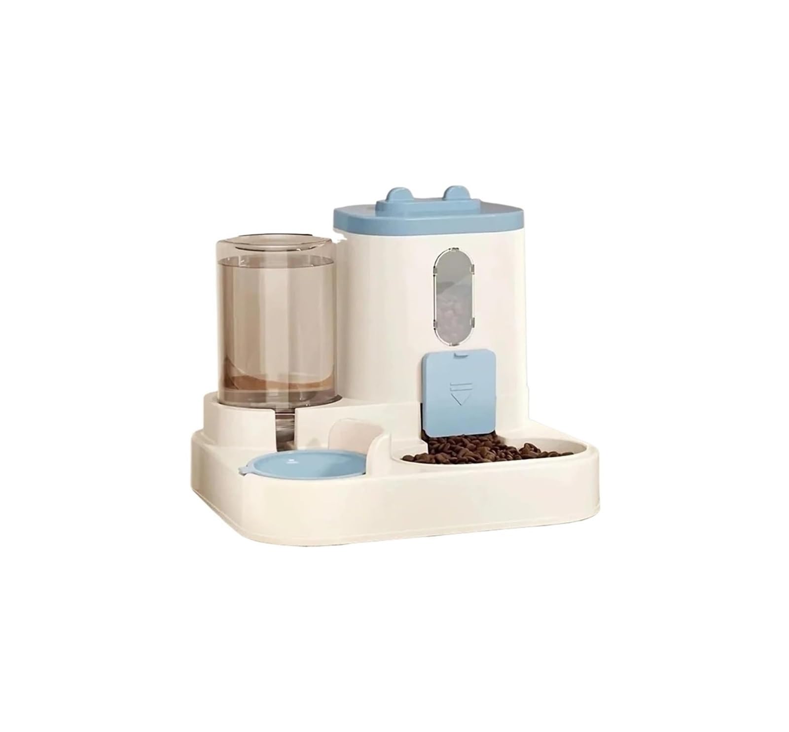 Futter Wasserspender Kombiniert in Einem, Süßes Design(Blue)