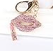 Hot Lips with Lipstick Keychain Crystal Sparkling Keyring Rhinestones Purse Pendant Handbag Charm Gift Pouch included (Pink)