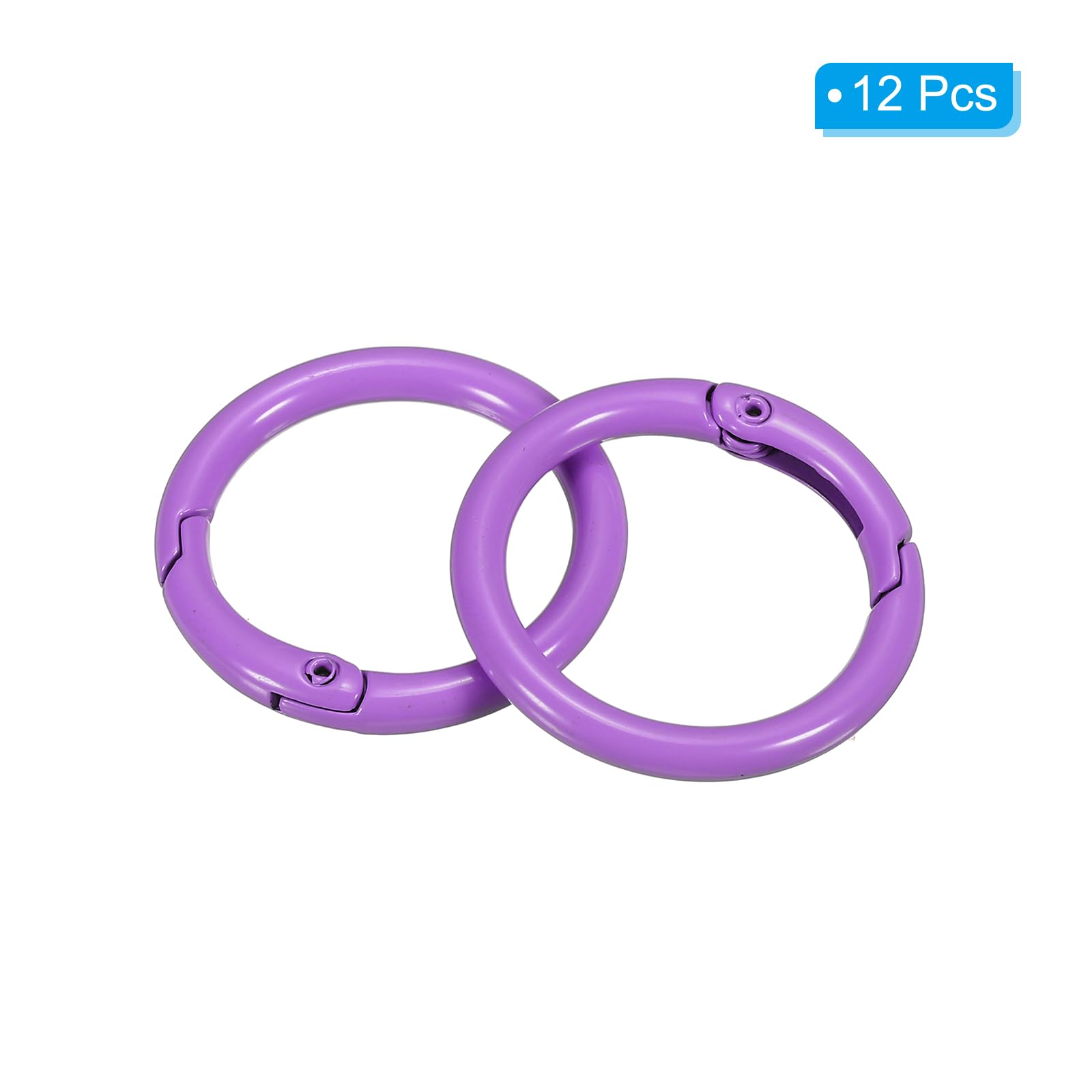PATIKIL 20mm Metal Spring O Rings, 12 Pcs Snap Clip Round Trigger Keyrings Buckle Zinc Alloy Small Clamp Clasp for Purse Handbag Purple - Image 3