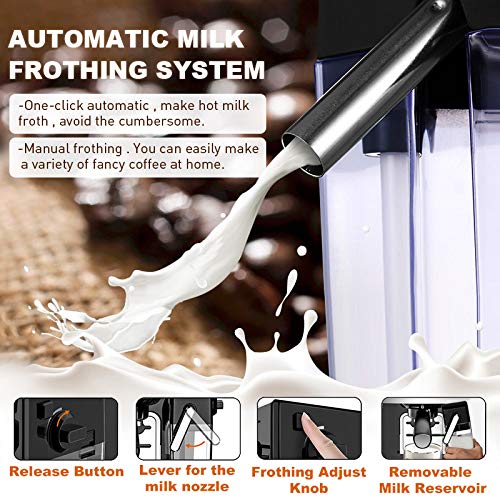 KNOKR Automatische Espressomaschine | 19 Bar Cappuccino & Latte Kaffeemaschine | All-in-One Espressomaschine | Mit Milchschaum (Color : CJ-265, Size : EU)