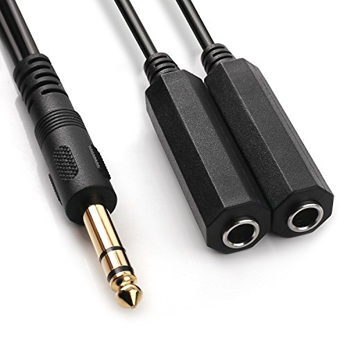 NANYI 6.35mm 1/4 Inch Male Stereo to Two 6.35mm 1/4 inch Female TS Stereo Breakout Cable, Y Splitter Adapter Cable 0.3m (1FT)