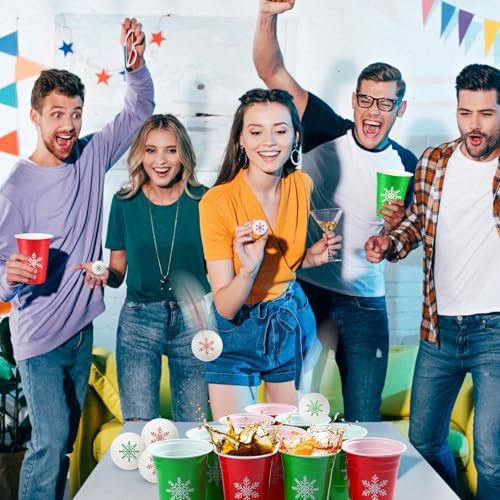 image for VioraWhite 22 Pcs Christmas Game Supplies Set 16 oz Plastic Cups with 