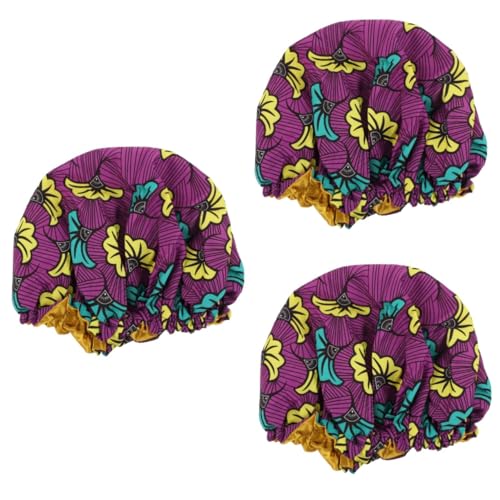 Bonnet de nuit satiné Angoily lot de 3 chapeaux élastiques réglables de soins pour cheveux