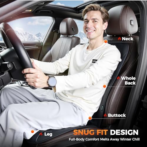 Image of FLORICH Car Seat Pad Cold Weather Driver Comfort Seat Cushion Plush Full Back and Seat Cushion for Driver or Passenger for Cars Trucks SUV Van, Black