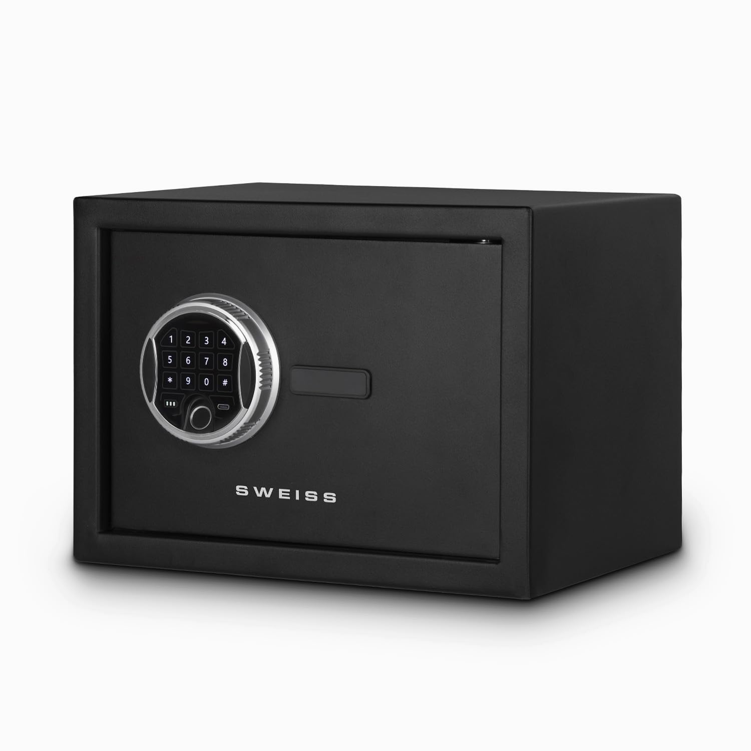 SWEISS Coffre-Fort Électronique - Empreintes Digitales, Clés & Code, SXT6820-8L, Sécurité 3 en 1, Acier Renforcé, Affichage Digital, Éclairage LED, USB Type-C, 2 Clés de Secours – Noir