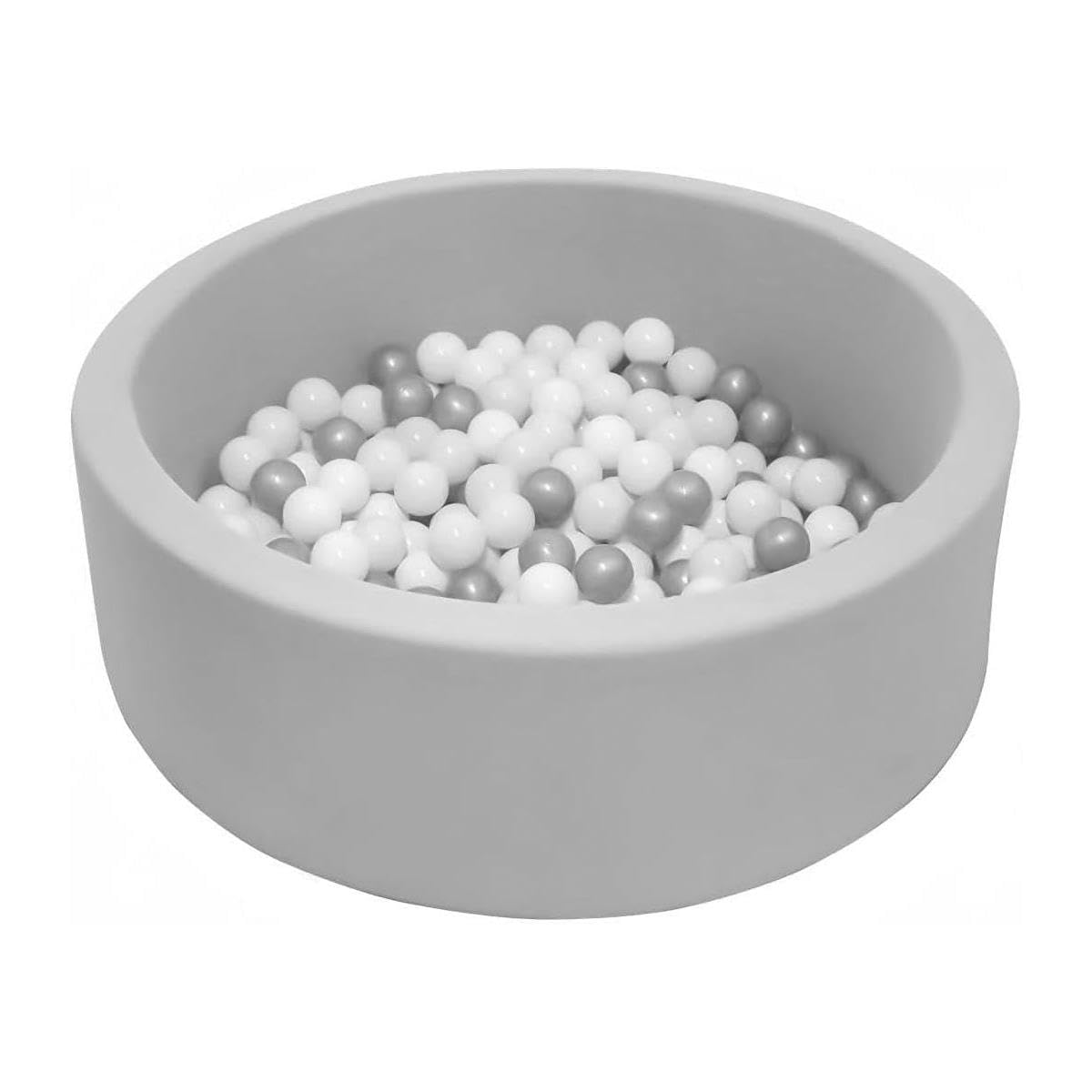simpaRound Grey Soft Foam Ball Pit with 200 Grey Balls- Dimensions 90cm (Dia) x 30cm (H)