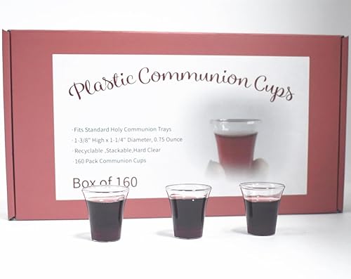 Vasos de comunión de plástico – 160 por caja se adapta a bandejas de comunión estándar – Caja de 160, 1-3/8" de alto