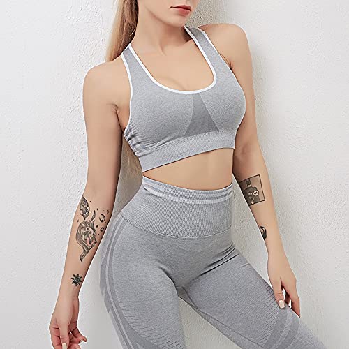 PENFZRN WEI-Luong Sportswear 4 Farbe schieben up Sport BHS für Frauen Fitnessstudio Nahtlose Oben eng anliegende Damen hohe Schlage Frau Training BH Yoga korsors (Color : Gray, Size : One Size) Cover