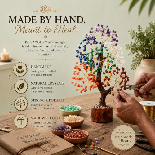 Image of Crocon Crystal Tree of Life 7 Chakra Healing Crystal Trees, Birthday Gifts Women, Sister & Mom | Home Decor, Gemstone Trees for Positive Energy, Good Luck Office Desk Decor, Housewarming Gift Home
