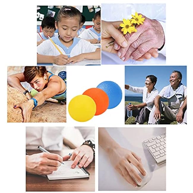 3 Resistance Levels Hand Exercise Balls, Stress Balls for Adults, Squeeze Balls for Physical Therapy, Hand Grip Strength Trainer Hand Squeezers for Strength, Wrist Forearm Finger Exerciser