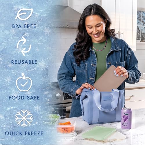 Image of Cool Coolers by Fit & Fresh 4 Pack XL Slim Ice Packs, Quick Freeze Space Saving Reusable Ice Packs for Lunch Boxes or Coolers