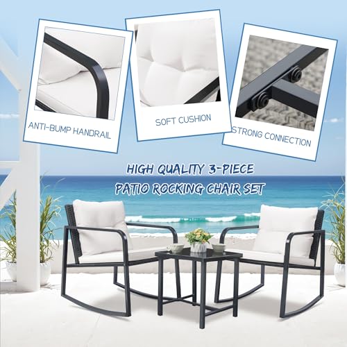 3-Piece Rattan Wicker Patio Set for Poolside, Yard, or Garden