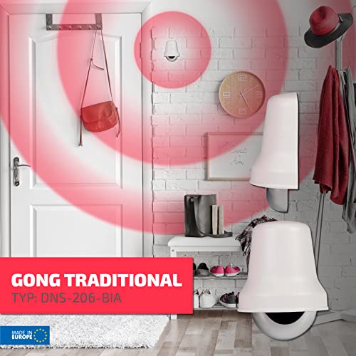 Sundi DNS-206-BIA Elektromechanische Kabelgebundene Türklingel 230V, Traditionell Klingel, White