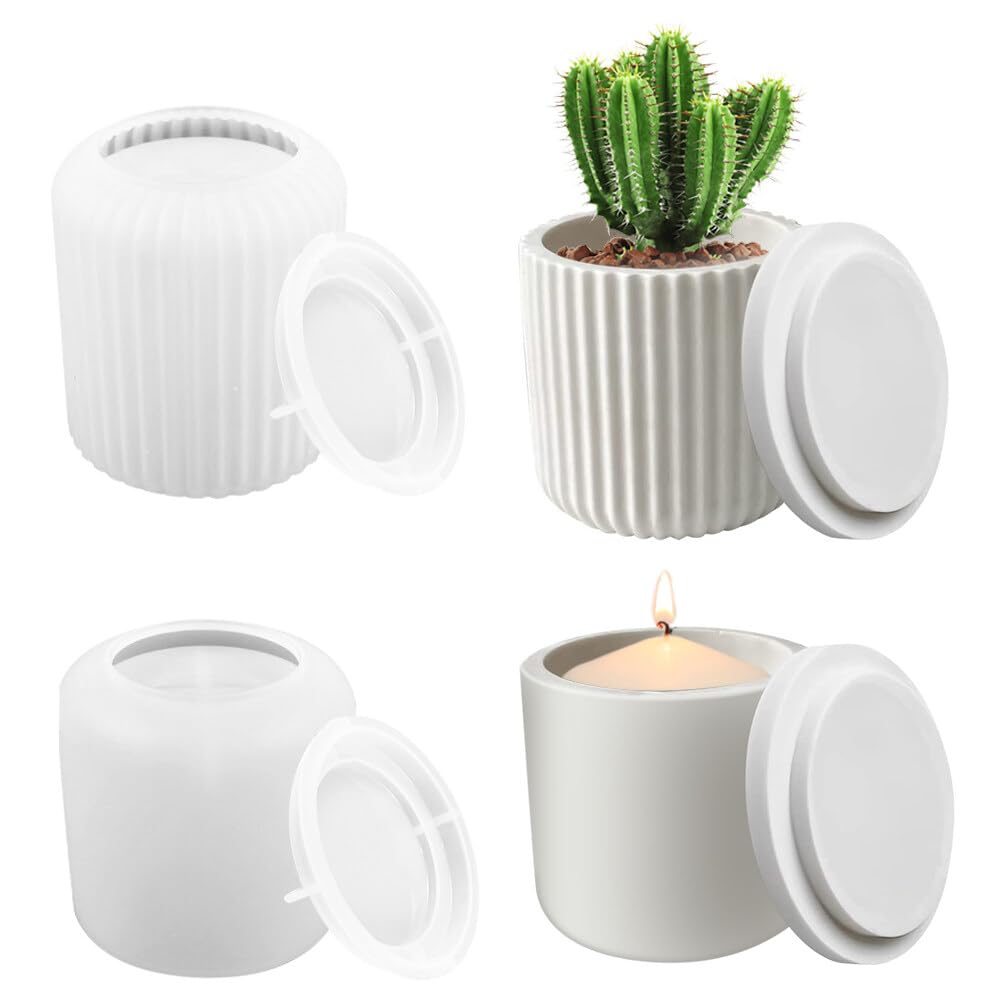 2 Stück Silikonformen Für Kerzengläser & Vasen - 3D Zylinder Formen Für Epoxidharz, Beton & DIY Projekte
