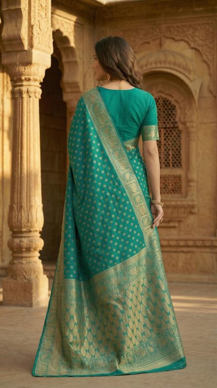 Image of C J Enterprise Women's Pure Soft Silk Saree With Blouse Piece For Wedding (Priya)
