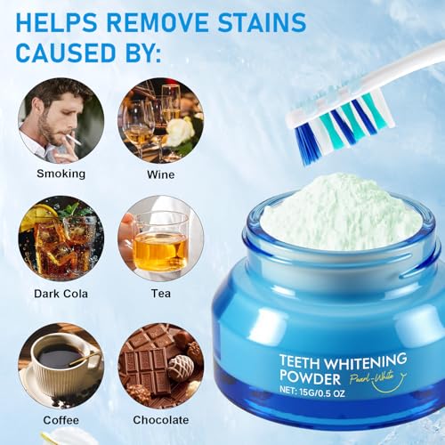 teeth whitening powder- advanced whitens teeth removes stubborn stains protects enamel freshens breath and promotes overall oral health reveal your brightest smile