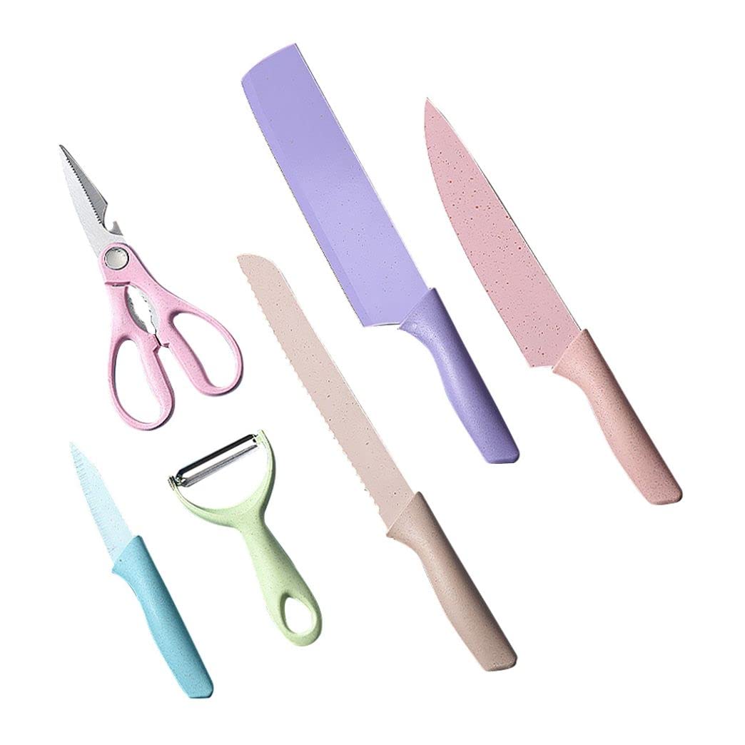 Colorful Kitchen Knives Set Fruit Knife Set with Gift Box High Carbon Steel Kitchen Knife Set Wheat Straw